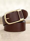 110-130 CM Men Soft PU Solid Color Alloy Pin Buckle Casual Business Belt - Coffee