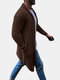 Mens Solid Color Knit Long Sleeve Open Front Cardigans With Pocket - Brown