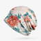 Women Cotton Thin Soft Flower Print Beanie Hat Outdoor Casual Windproof Hat - Beige