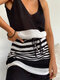 Straps Stripe Drawstring Waist Casual Dress For Women - Black