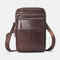 Men Vintage Genuine Leather Multi-pocket 4 Card Slots Multi-carry Crossbody Bag Waist Sling Bag - Coffee
