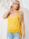 Espaguete Cruzado Plus Size Frente Design Cami - Amarelo