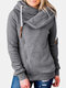 Solid Color Zip Front Casual Hoodie For Women - Gray