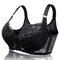 H Cup Front Closure Gather Embroidery Plus Size Push Up Thin Bra By Newchic - Black