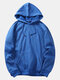 Mens Plain Style Solid Color Muff Pocket Drawstring Hoodies - Blue