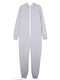 Plus Size Women Thickened Onesie Zip Down Hooded Solid Color Jumpsuits Pajamas - Grey