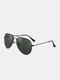 Men Alloy Full Frame Double Bridge Toad Glasses Polarized UV 400 All-match Retro Sunglasses - Black frame/Dark green