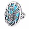 Vintage Finger Ring Hollow Carve Music Match Rhinestone Oval Geometric Ring Ethnic Jewelry for Women - Blue