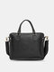 Vintage Multifuction Waterproof Faux Fur Large Capacity 14 Inch Laptop Bag Briefcase - Black