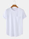 Men Cotton Plain Chest Pocket Home Casual Loose Short Sleeve T-Shirt 11 Colors - White