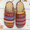 Women Casual Comfy Colorful Stripe Large Round Toe Backless Flats - #01