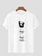 Mens Chinese Panda Print Crew Neck Short Sleeve T-Shirts - White