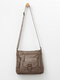 Women Vintage Faux Leather Multi-Compartments Waterproof Solid Color Crossbody Bag Shoulder Bag - Khaki