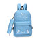 2Pcs Women's Backpack Set Likable Pattern High Capacity Preppy Back Bag - Blue