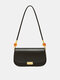 Women Faux Leather Fashion Solid Color Crossbody Bag - Black
