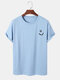 Mens Smile Face Chest Print Daily Short Sleeve T-Shirts - Light Blue