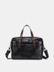 Menico Men's Faux Leather Business Casual Tote Shoulder Bag Crossbody Briefcase - Black