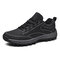 Men Microfiber Leather Non Slip Soft Sole Outdoor Hiking Shoes - Black