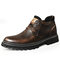 Men Outdoor Work Style Non-slip Lace Up Leather Ankle Boots - Brown