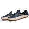 Large Size Men Color Blocking Slip Ons Flat Soft Casual Driving Loafers - Blue