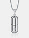 1 Pcs Casual Pill Pendant Perfume Bottle Opening Detachable Laser Cross Titanium Steel Necklace - Silver