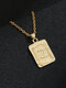 Vintage Gold Square Stainless Steel Letter Pattern Pendant - Z