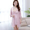 With Chest Pad Sex Embarrassed Pajamas Women's New Long-sleeved Ice Silk Two-piece Set Of Backless Can Be Worn Outside Sling Robe Suit - Pink