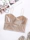 Women Comfy Solid Color Wireless Faux Velvet Strappy Bra - Apricot