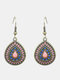 Vintage Carved Colorful Oil Drip Drop-shaped Alloy Earrings - #03