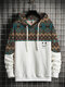 Mens Argyle Pattern Smile Embroidered Patchwork Loose Drawstring Hoodies Winter - White