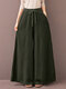 Solid Color Drawstring Pocket Long Loose Casual Pants for Women - Army green