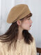 Women Knitted Solid Color Dome Breathable All-match Beret - Khaki