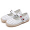Women Leather White Flower Round Toe Non Slip Hook Loop Shoes - White 2#