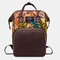Women Canvas Casual Mummy And Kids  Patchwork Backpack - Coffee