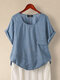 Casual Solid Color Patchwork Plus Size T-shirt - Blue