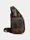 Vintage Multifunction Rub Color Faux Fur Stitch Detail Magnetic Button Pocket Chest Bag Crossbody Bags - Coffee