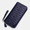 Women RIFD Multifunctional Genuine Leather Multi-card Slot Phone Bag Money Clip Wallet Purse - Dark Blue