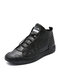 Men Brief Non-slip Alligator Veins PU Leather Lace Up Soft Casual Sneakers - Black