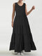 Polka Dot Print Sleeveless Plus Size Dress for Women - Black