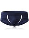 Mens Modal Breathable Elastic Fiber Soft Patchwork Sexy Underwear U Convex Pouch Briefs - Navy