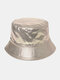 Women Faux Leather Plain Color Outdoor All-match Sunshade Bucket Hat - #01