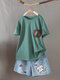 Solid Color Patchwork Pocket Casual O-neck T-shirt - Green