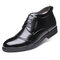Men Stylish Cap To Warm Plush Lining Lace Up Business Formal Ankle Boots - Black