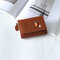 Faux Leather Trifold Short Wallet Coin Purse For Women - Coffee