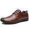 Large Size Men Hand Stitching Toe Protective Comfy Leather Shoes - Red Brown