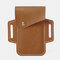Men EDC Genuine Leather 5.5 Inch Phone Holder Waist Belt Bag - Yellow Brown