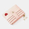 Multi-card Card Holder Card Holder Heart-Shaped Embroidered Thread Small Wallet Fashionable Multi-function Coin Purse - Pink