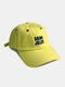 Unisex Cotton Solid Fluorescent Letters Embroidery Fashion Sunshade Soft Top Baseball Cap - Yellow