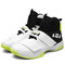 Men Comfy Slip Resistant Breathable Casual High Top Basketball Sneakers - White+Green
