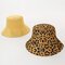 Women Double Sided Leopard Solid Color Bucket Hat Casual Wild Beach Sunscreen UV Protection Cap  - Yellow